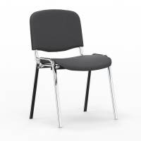 Iso konferencestol i m&oslash;rk gr&aring;t tekstil med krom stoleben