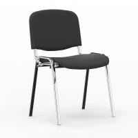 Iso konferencestol i sort tekstil med krom stoleben