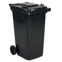 Affaldsbeholder HDPE 240 liter gr&aring; med gr&aring;t l&aring;g