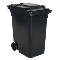 Affaldsbeholder HDPE 360 liter gr&aring; med gr&aring;t l&aring;g