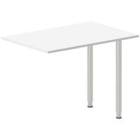 Office skrivebord tilbygning 100x60cm i hvid med alugråt stel