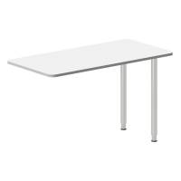 Office skrivebord tilbygning 120x60cm i hvid med alugråt stel