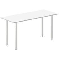 Office skrivebord tilbygning 140x60cm i hvid med alugr&aring;t stel