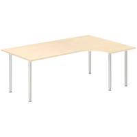 Office skrivebord højrevendt 200x120cm birk med alugråt stel