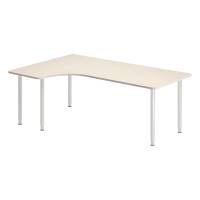 Office skrivebord venstrevendt 200x120cm birk med alugråt stel