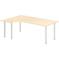 Office skrivebord venstrevendt 200x120cm birk med alugr&aring;t stel