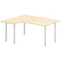 Office skrivebord venstrevendt 160x120cm birk med alugr&aring;t stel