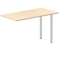 Office skrivebord tilbygning 120x60cm i birk med alugr&aring;t stel