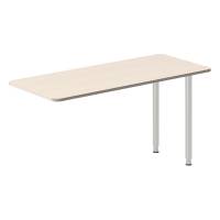 Office skrivebord tilbygning 140x60cm i birk med alugråt stel