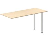 Office skrivebord tilbygning 140x60cm i birk med alugr&aring;t stel