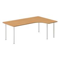 Office skrivebord højrevendt 200x120cm bøg med alugråt stel