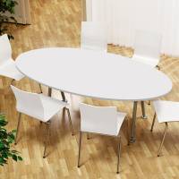 Konferencebord bådformet 200x120cm hvid laminat