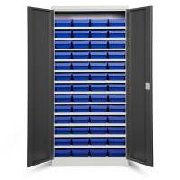 Opbevaringsskab med 52 bl&aring; kasser 1980x980x470mm, antracit d&oslash;re