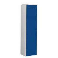 Snavset&oslash;jsskab 175x40x55cm med cylinderl&aring;s, lige tag og bl&aring; d&oslash;r