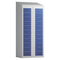 T&oslash;judleveringsskab 2x11 rum med cylinderl&aring;s, med skr&aring;t tag og bl&aring; d&oslash;re