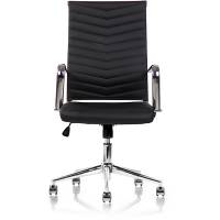 Juel konferencestol med arml&aelig;n i sort skindimitation