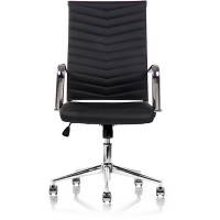 Juel konferencestol med arml&aelig;n i sort skindimitation