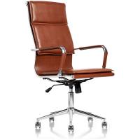 Charley konferencestol med arml&aelig;n i brun skindimitation