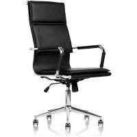 Charley konferencestol med arml&aelig;n i sort skindimitation