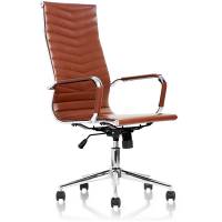 Zareto konferencestol med arml&aelig;n i brun skindimitation