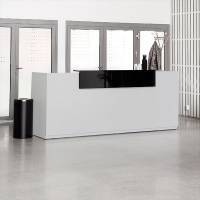 Libra Receptionsskranke komplet med skrivebord 260 cm lys gr&aring;