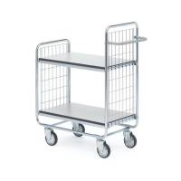 Hyldevogn med 2 ESD hylder 1120x460x930mm, s&oslash;lv med gr&aring; hjul