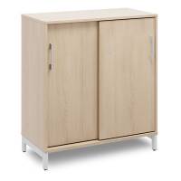 Office kontorskab med skyded&oslash;r 890x800mm eg med alugr&aring;t stel