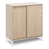Office kontorskab med skyded&oslash;r 890x800mm eg med hvidt stel