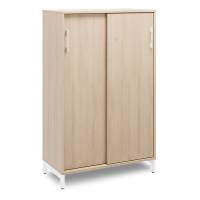 Office kontorskab med skyded&oslash;r 1275x800mm eg med hvidt stel