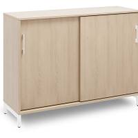 Office kontorskab med skyded&oslash;r 890x1200mm eg med hvidt stel
