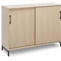 Office kontorskab med skyded&oslash;r 890x1200mm eg med sort stel
