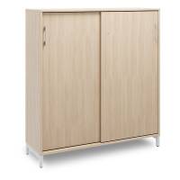 Office kontorskab med skyded&oslash;r 1275x1200mm eg med alugr&aring;t stel