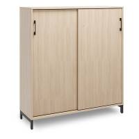 Office kontorskab med skyded&oslash;r 1275x1200mm eg med sort stel