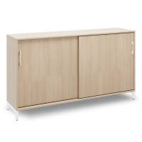 Office kontorskab med skyded&oslash;r 890x1600mm eg med hvidt stel