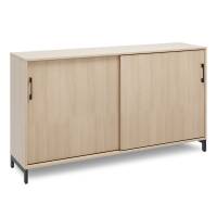 Office kontorskab med skyded&oslash;r 890x1600mm eg med sort stel