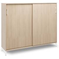 Office kontorskab med skyded&oslash;r 1275x1600mm eg med hvidt stel