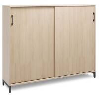 Office kontorskab med skyded&oslash;r 1275x1600mm eg med sort stel