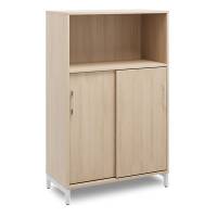 Office skab med skyded&oslash;r og reol 1275x800mm eg med alugr&aring;t stel