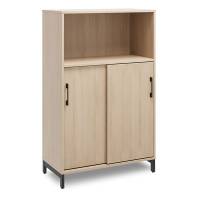 Office skab med skyded&oslash;r og reol 1275x800mm eg med sort stel