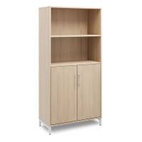 Office kontorskab med &aring;bne hylder 1660x800mm eg med alugr&aring;t stel