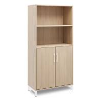 Office kontorskab med &aring;bne hylder 1660x800mm eg med hvidt stel