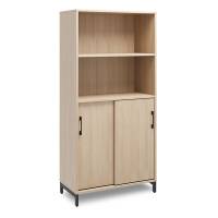 Office skab med skyded&oslash;r og reol 1660x800mm eg med sort stel 