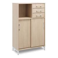 Office skab med skyded&oslash;r og skuffer 1275x800mm eg p&aring; alugr&aring;t stel