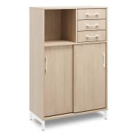 Office skab med skyded&oslash;r og skuffer 1275x800mm eg med hvidt stel