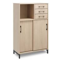 Office skab med skyded&oslash;r og skuffer 1275x800mm eg med sort stel