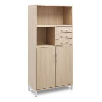 Office kontorskab med skuffer 1660x800mm eg med alugr&aring;t stel