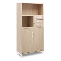 Office kontorskab med skuffer 1660x800mm eg med hvidt stel