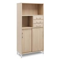 Office skab med skyded&oslash;r og skuffer 1660x800mm eg p&aring; alugr&aring;t stel