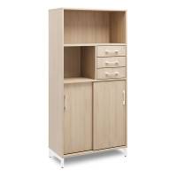 Office skab med skyded&oslash;r og skuffer 1660x800mm eg med hvidt stel
