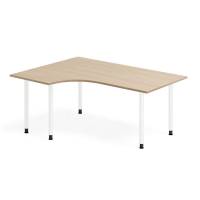 Office skrivebord venstrevendt 160x120cm eg laminat p&aring; hvidt stel